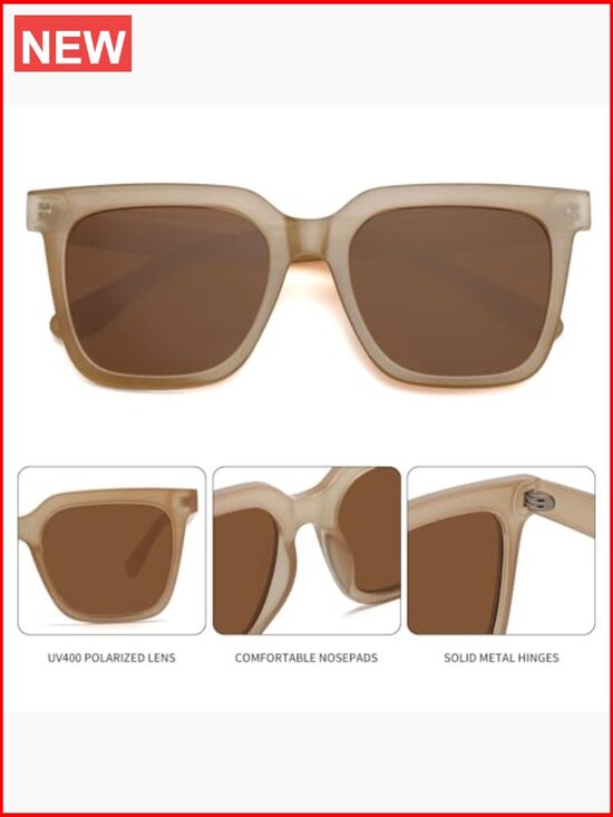 Retro Square Polarized Sunglasses UV400 Protection for Women Men main image 5